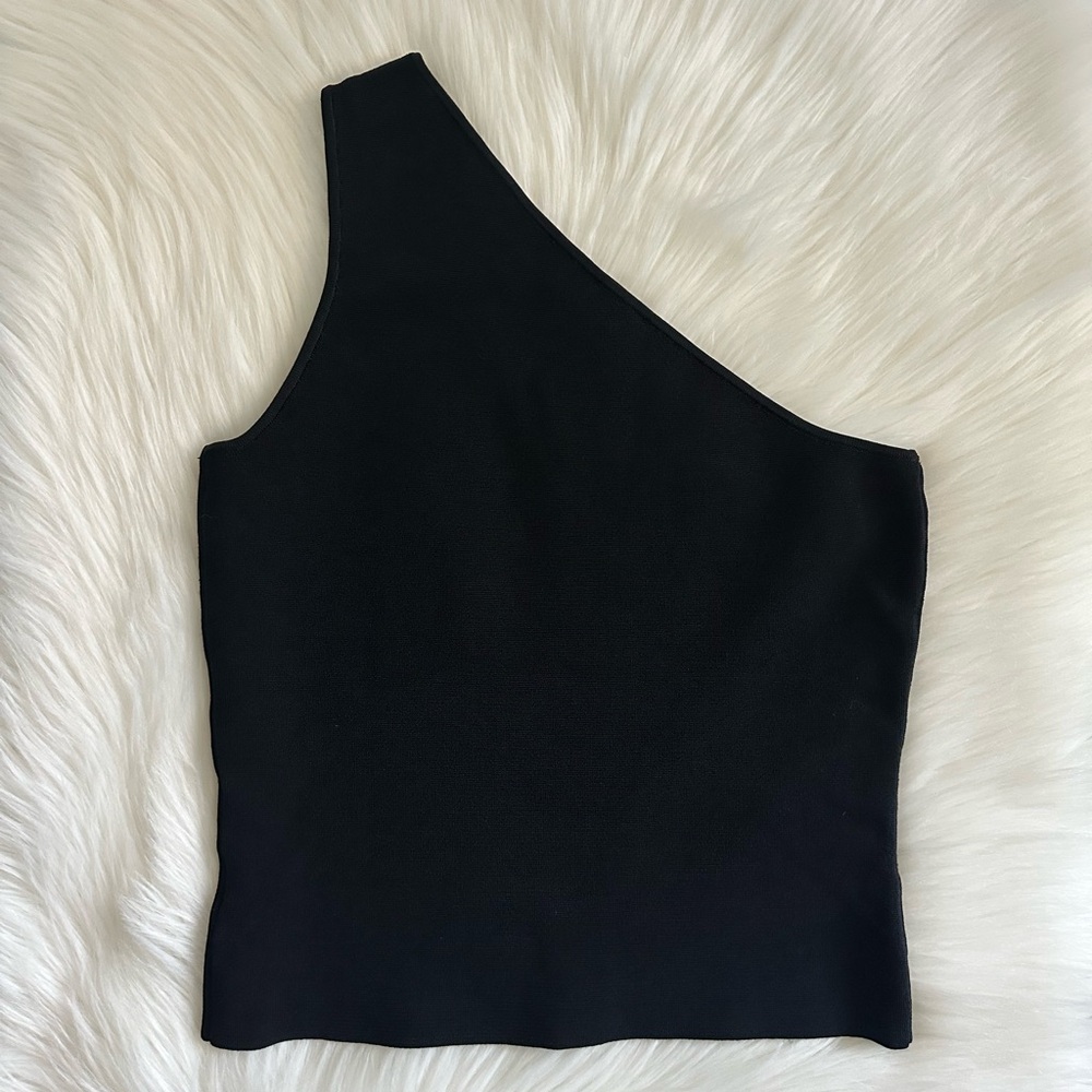 NWT Express Body Contour Black One-Shoulder Cut Out Fitted Top Summer Date Night - Picture 5 of 9